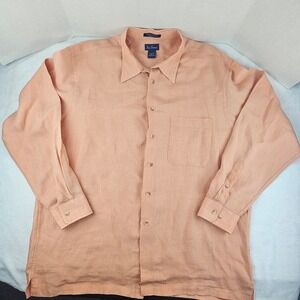 Paul Frederick 100% Long Sleeve Button Down Dress Shirt Salmon Pink Size XL
